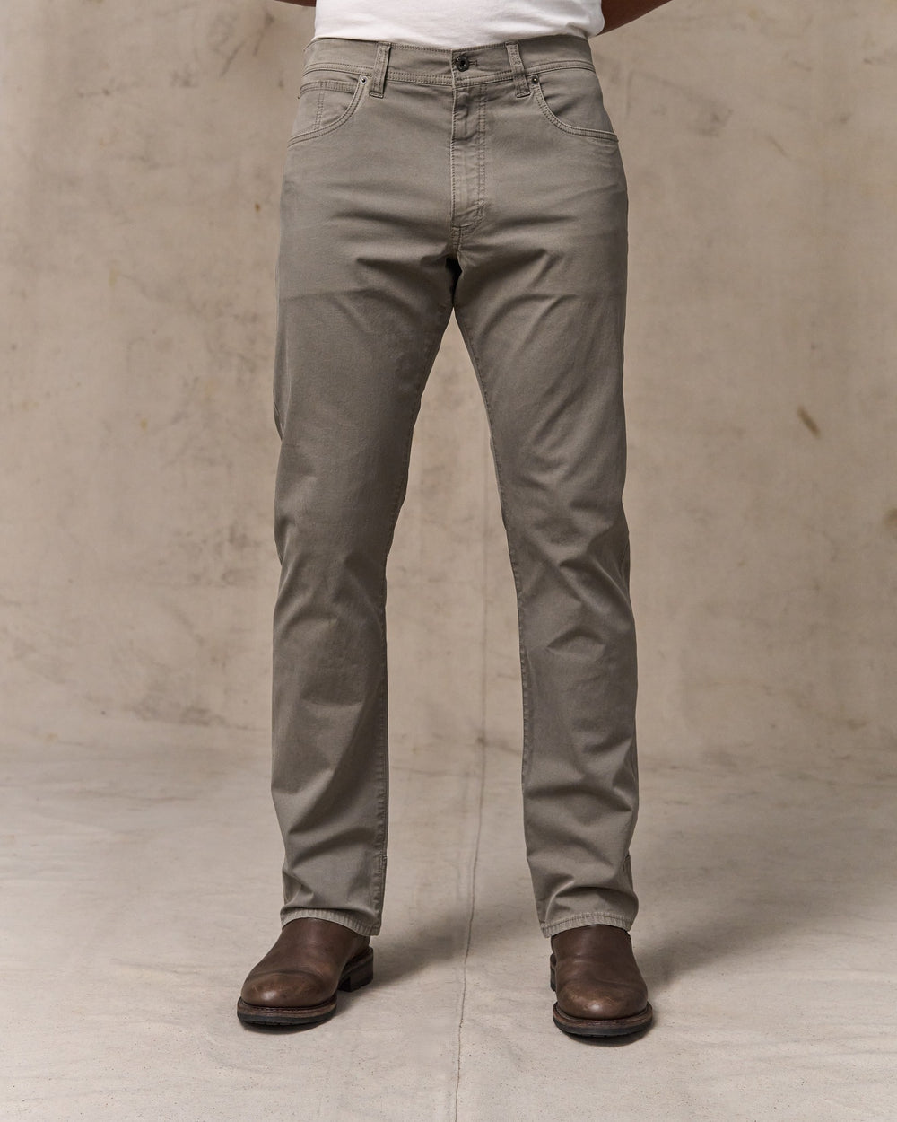 image of a model wearing Filson's Granite Mountain 5-pocket Pants - Hawk Brown