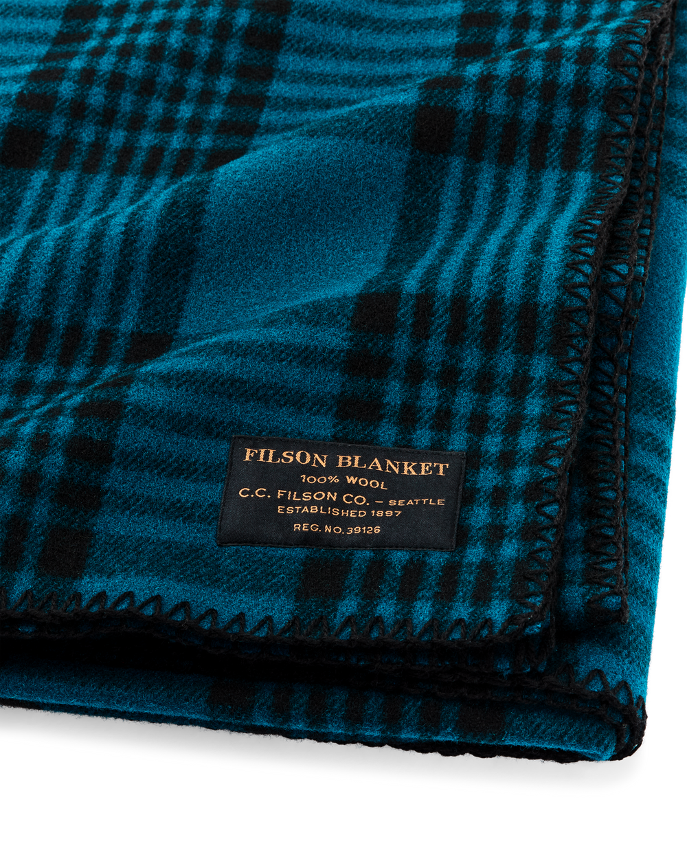 Mackinaw Wool  Blanket - Blue / Black Plaid