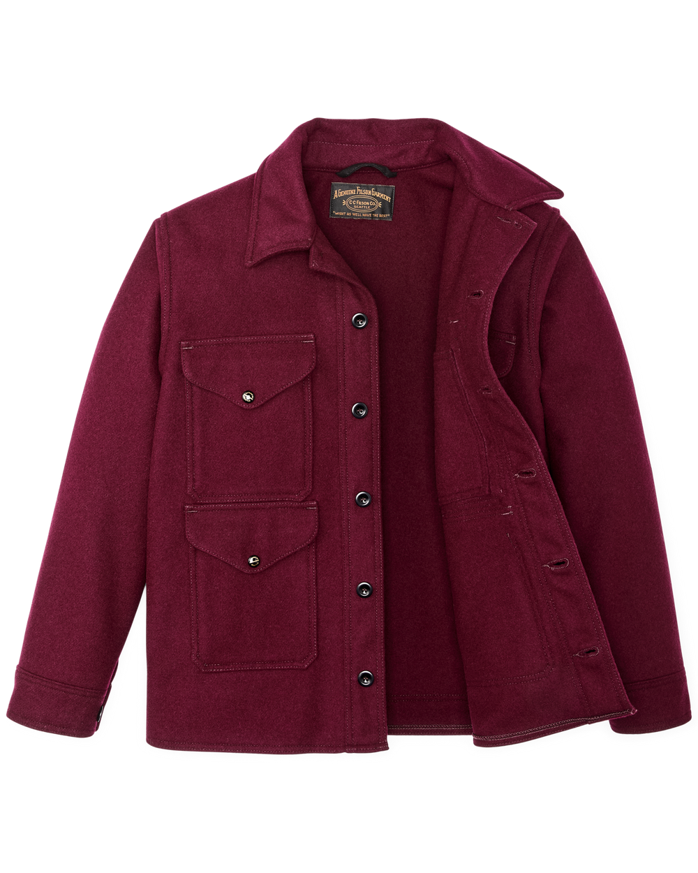 Alternate view of the Filson 1940s Mackinaw Wool Cruiser Jacket - Wine