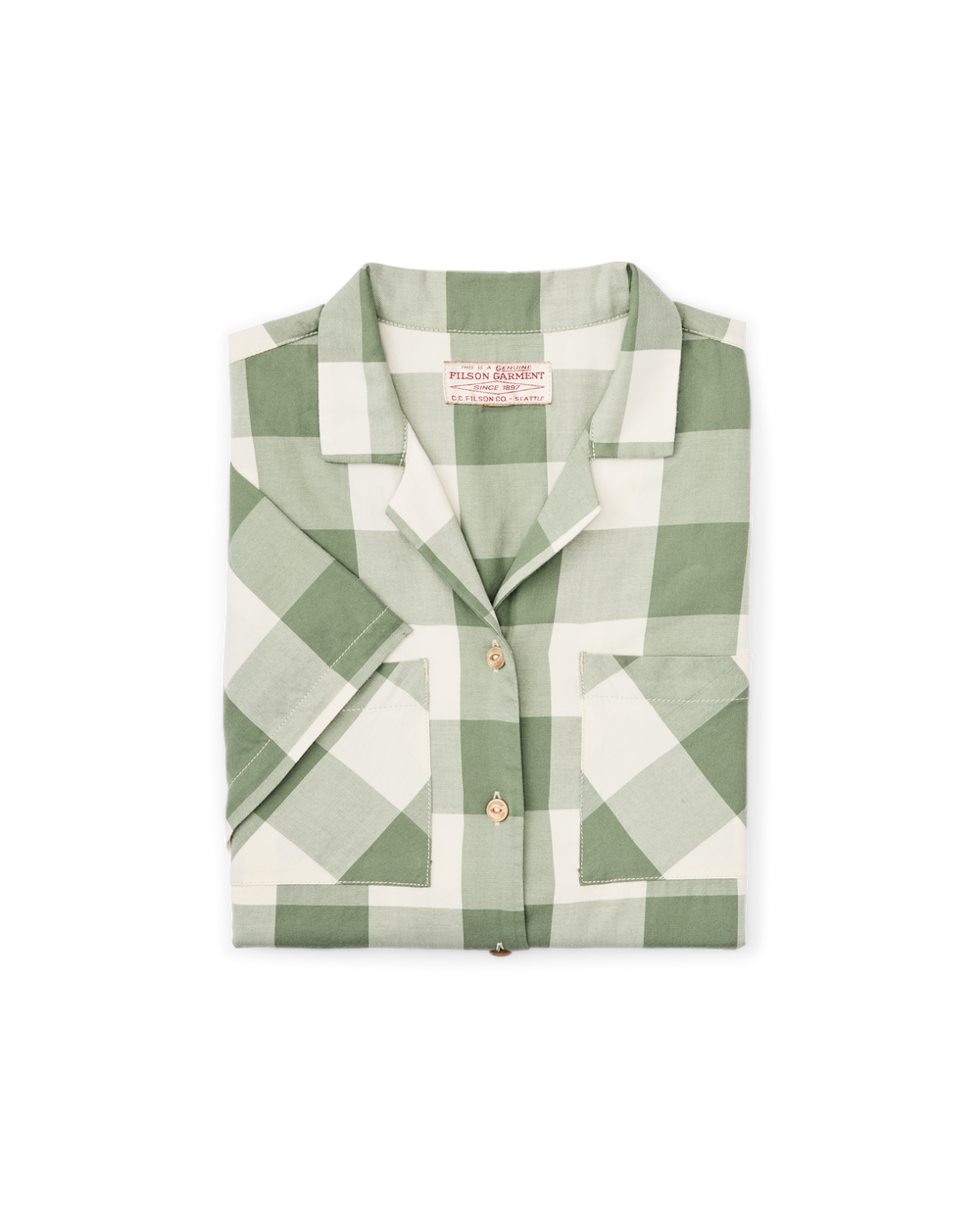 Women's Short Sleeve Camp Shirt - Hedge Green / White Plaid