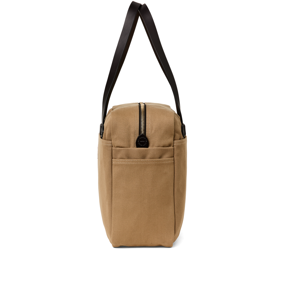 Rugged Twill Zipper Tote Bag - Tan