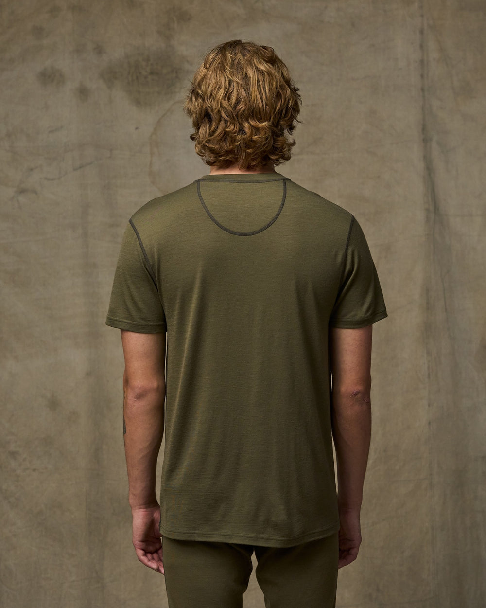 210g Merino Wool Short Sleeve Crewneck T-Shirt - Dark Olive