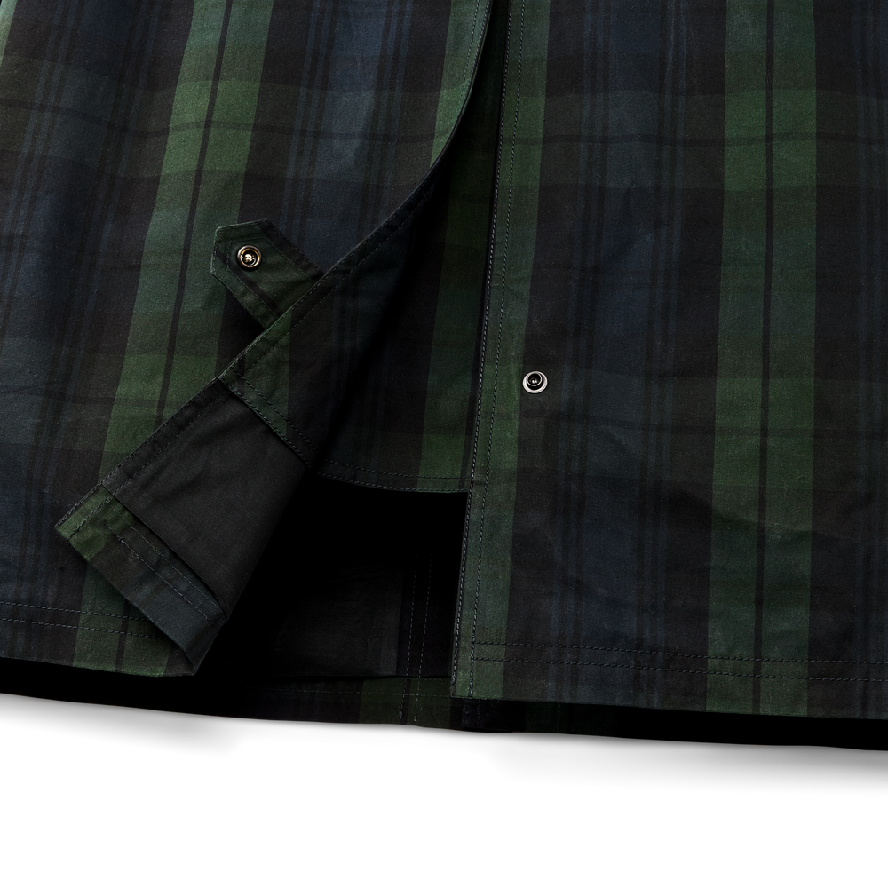 Alternate view of the Filson Women's Dry Waxed Long Cruiser - Black / Green Plaid