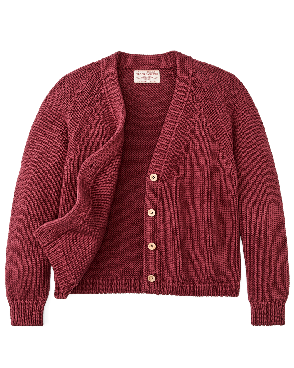 Women's Rustic Cotton Cardigan - Burgundy