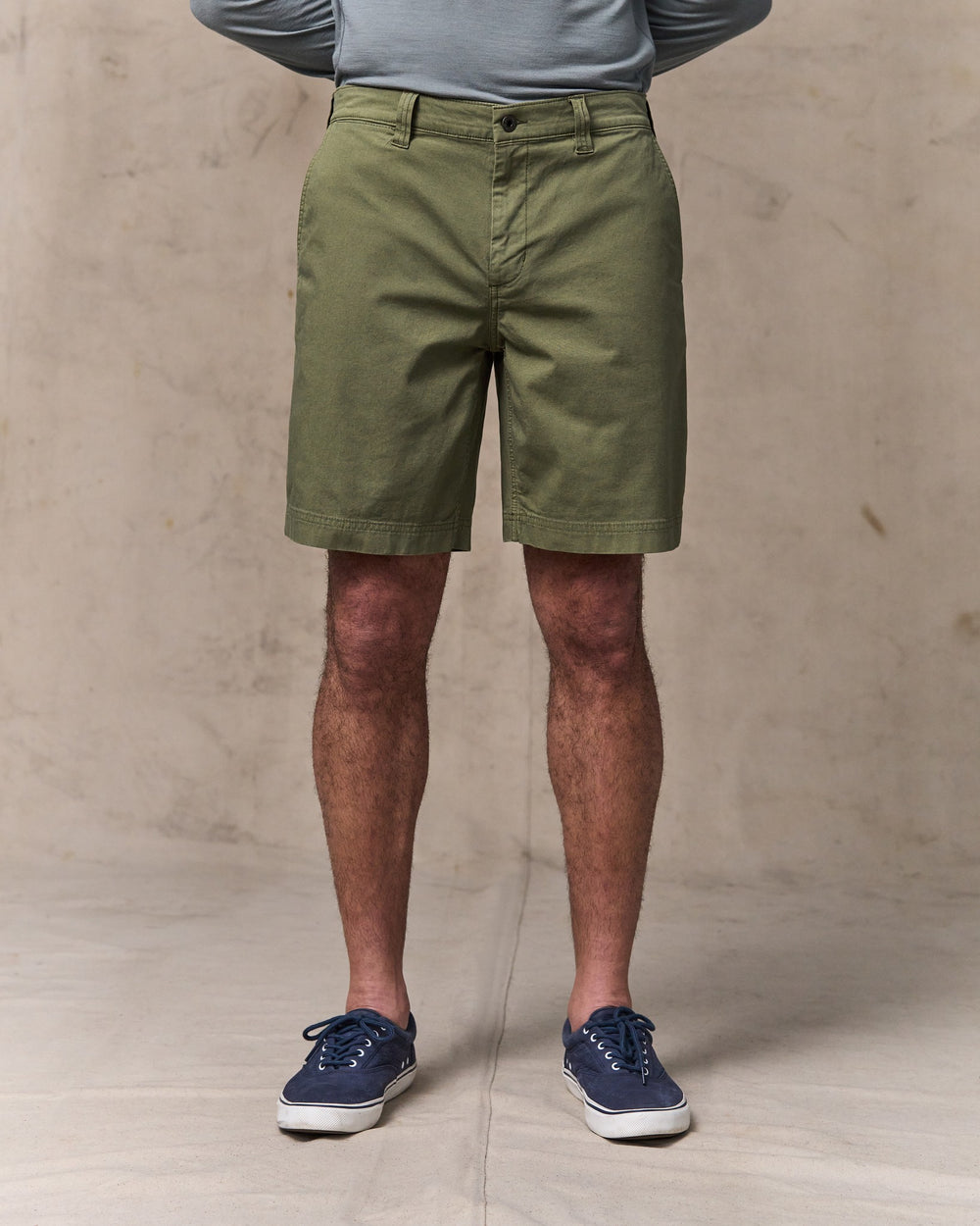 image of a model wearing Filson's Granite Mountain 9" Shorts - Burnt Olive