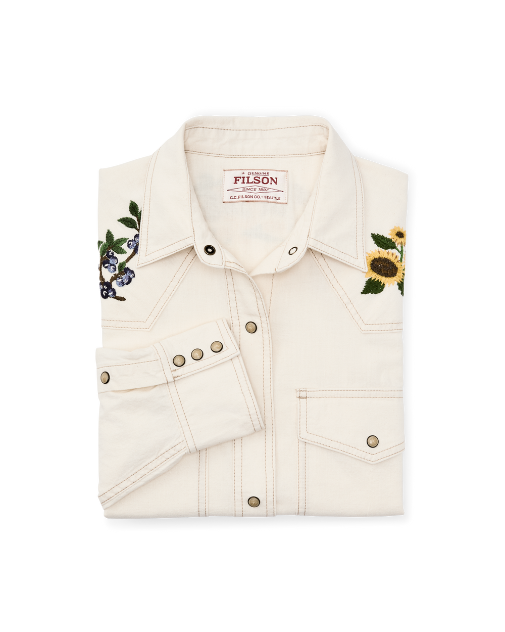 Alternate view of the Filson Women's Embroidered Western Shirt - Natural Seed