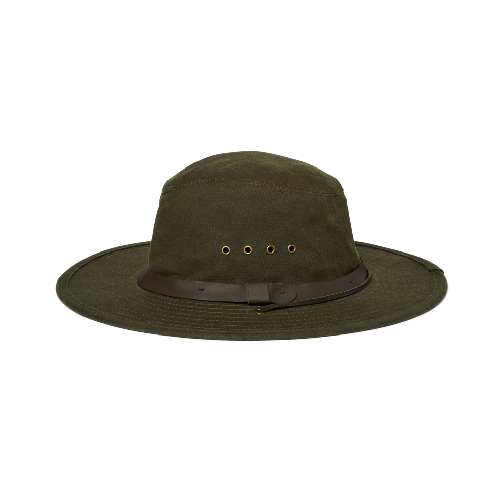 Front-facing image of the Filson Tin Cloth Bush Hat - Otter Green