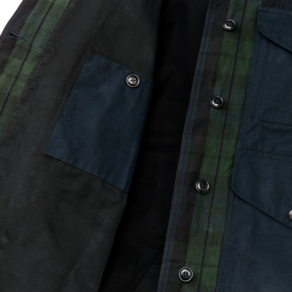 Alternate view of the Filson Women's Dry Waxed Long Cruiser - Black / Green Plaid