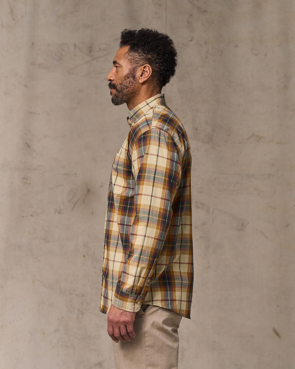 Madras Button-Down Shirt - Tan / Spruce Multicolor