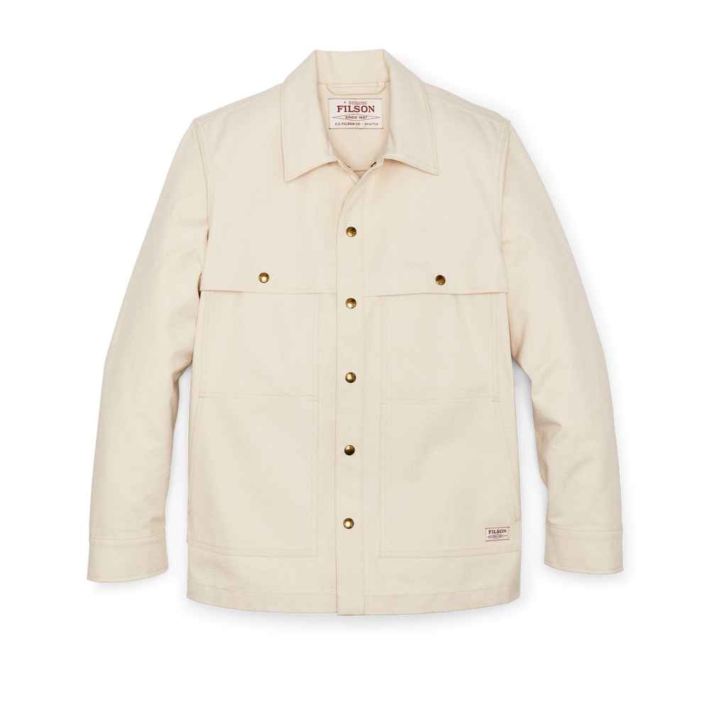 Front-facing image of the Filson Dry Tin Cloth Forester Jac-shirt - Natural Seed