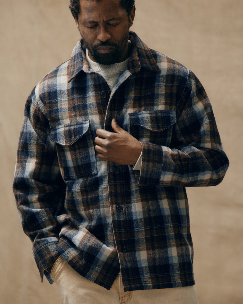 Wool Jac-shirt - Brown / Light Blue Multi Plaid