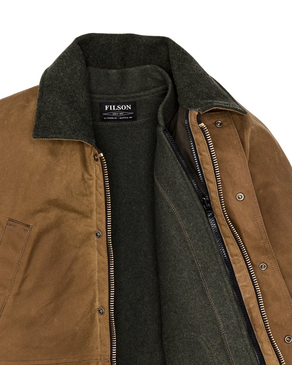 Alternate view of the Filson Lined Tin Cloth Field Jacket - Dark Tan
