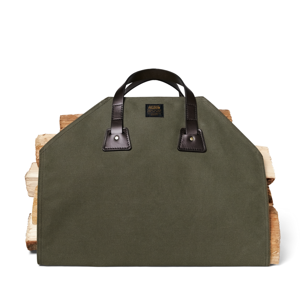 Front-facing image of the Filson Log Carrier - Otter Green