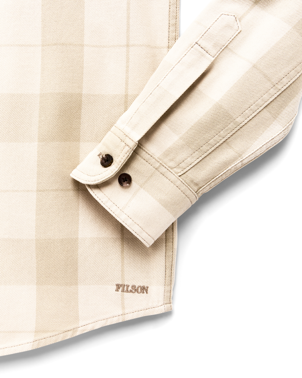 Alternate view of the Filson Vintage Wash Alaskan Guide Shirt - Sand / Stone Plaid