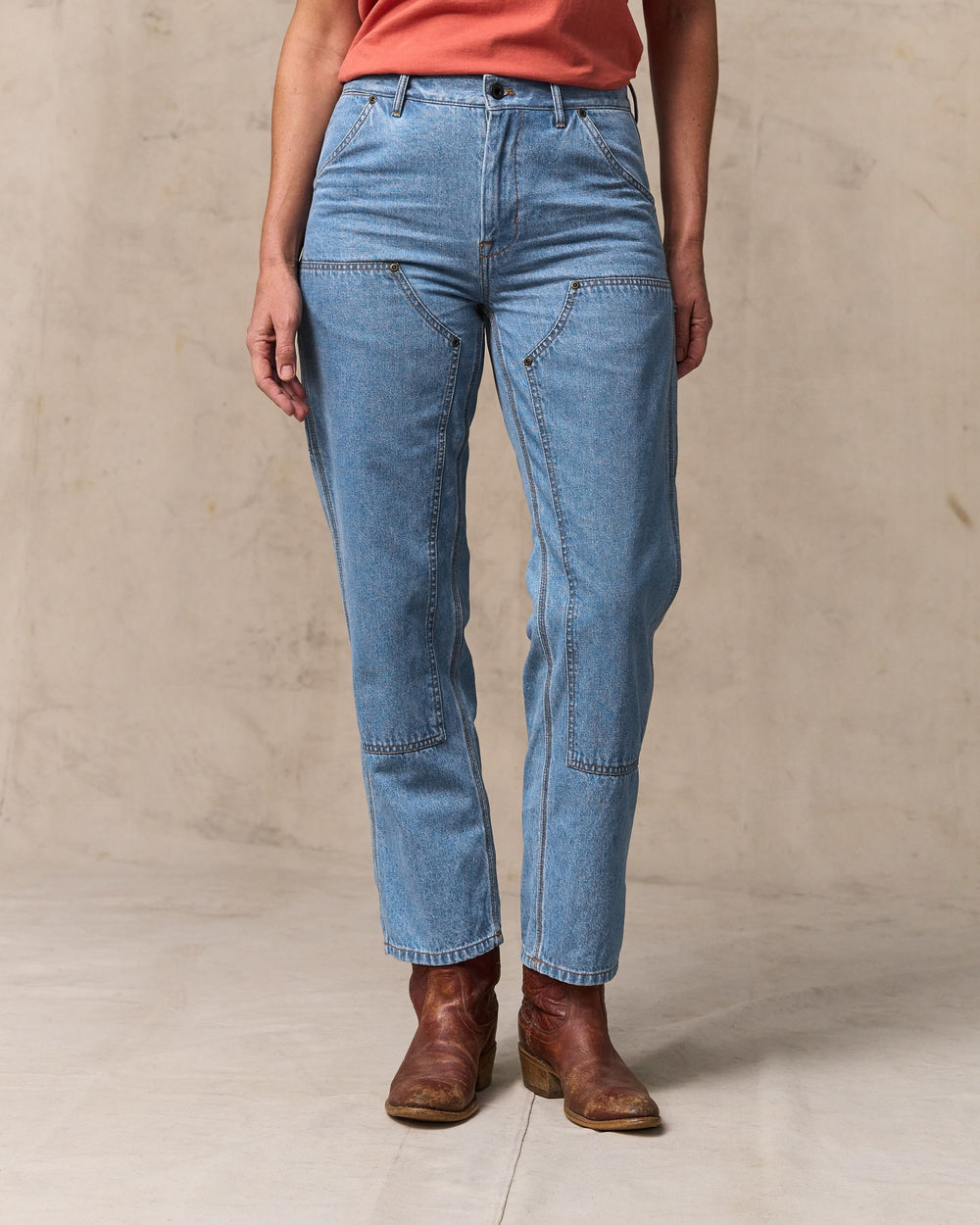 image of a model wearing Filson's Women's 11-oz. Work Jeans - Medium Indigo