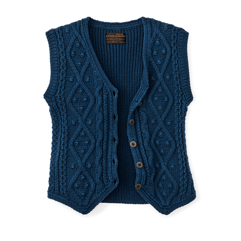 Alternate view of the Filson Women's Rustic Cable Knit Vest - Deep Blue