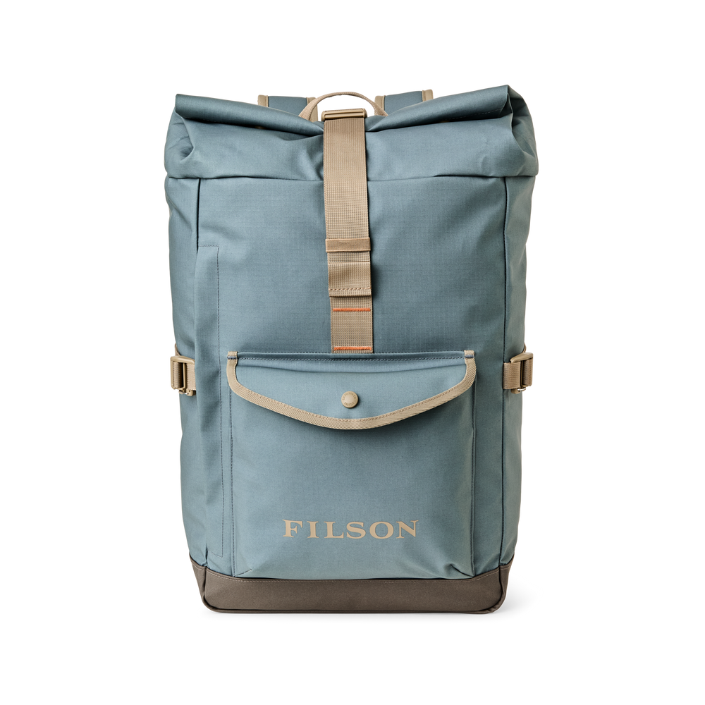 Front-facing image of the Filson All-Weather Backpack - Slate / Canteen / Covert