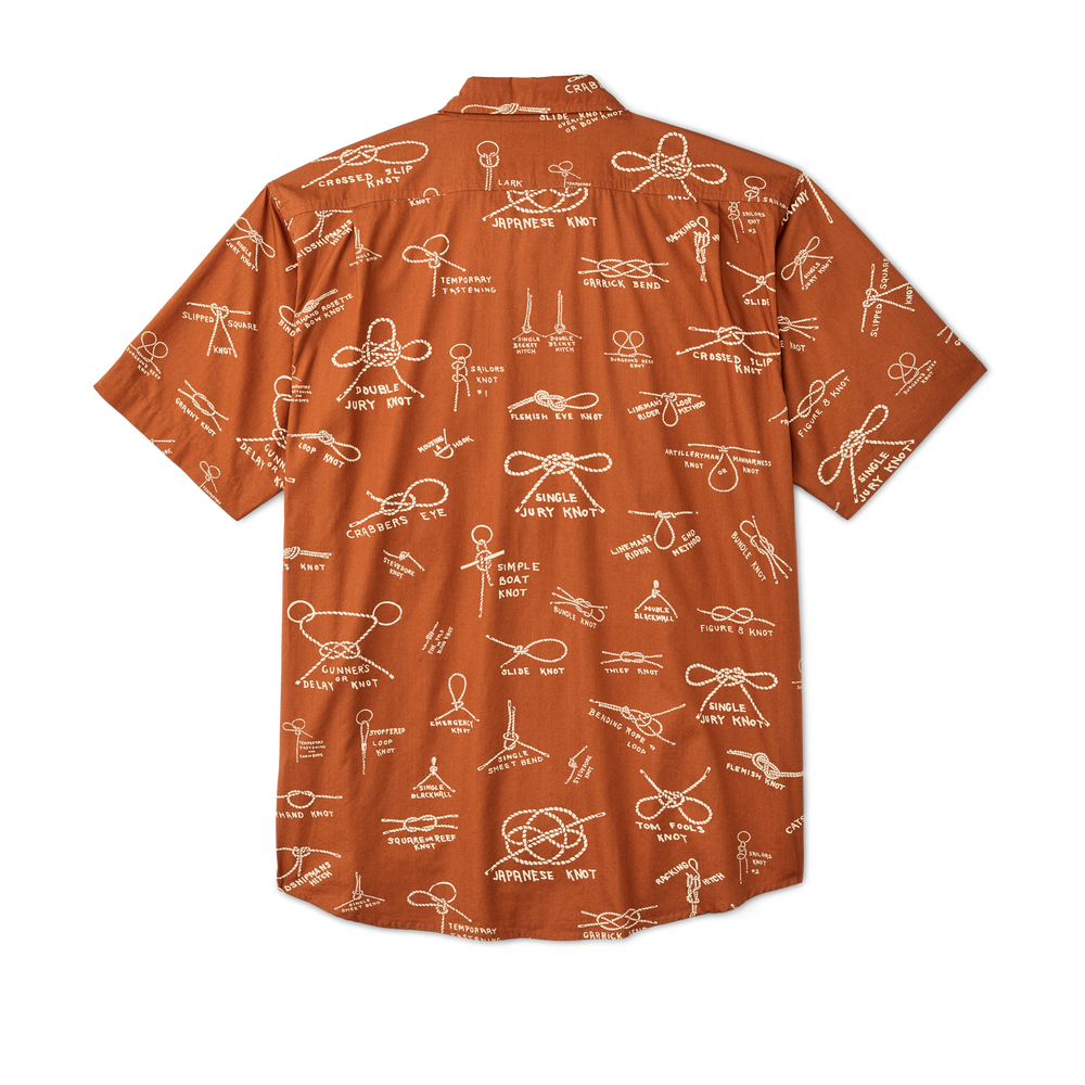 Alternate view of the Filson Filson's Washed Short Sleeve Feather Cloth Shirt - Bourbon / Knots