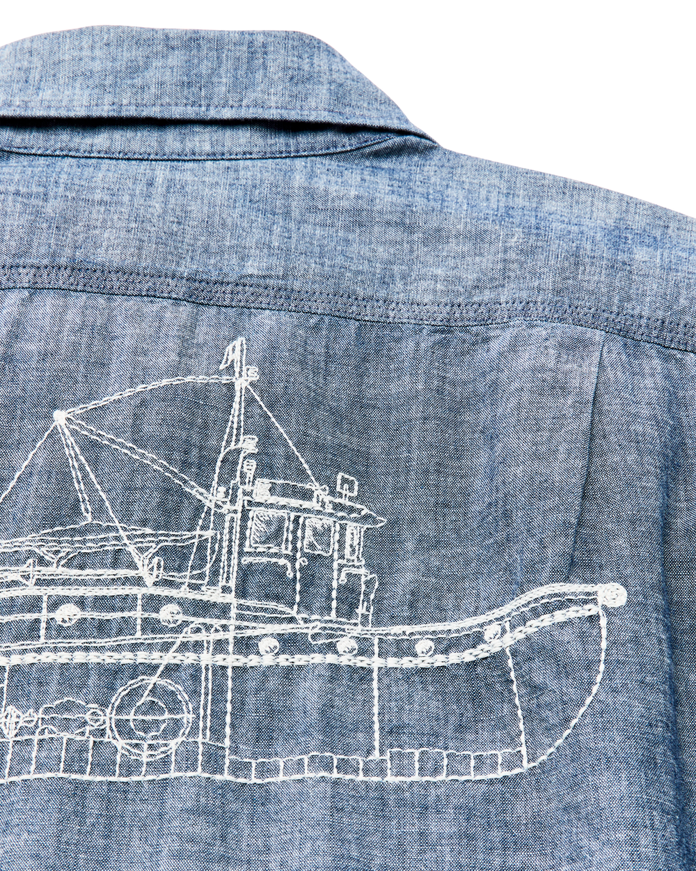 Alternate view of the Filson Short-sleeve Embroidered Chambray Shirt - Rinsed Indigo