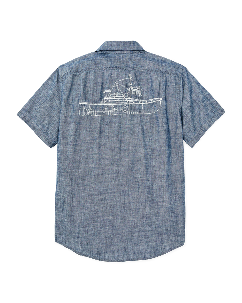Alternate view of the Filson Short-sleeve Embroidered Chambray Shirt - Rinsed Indigo