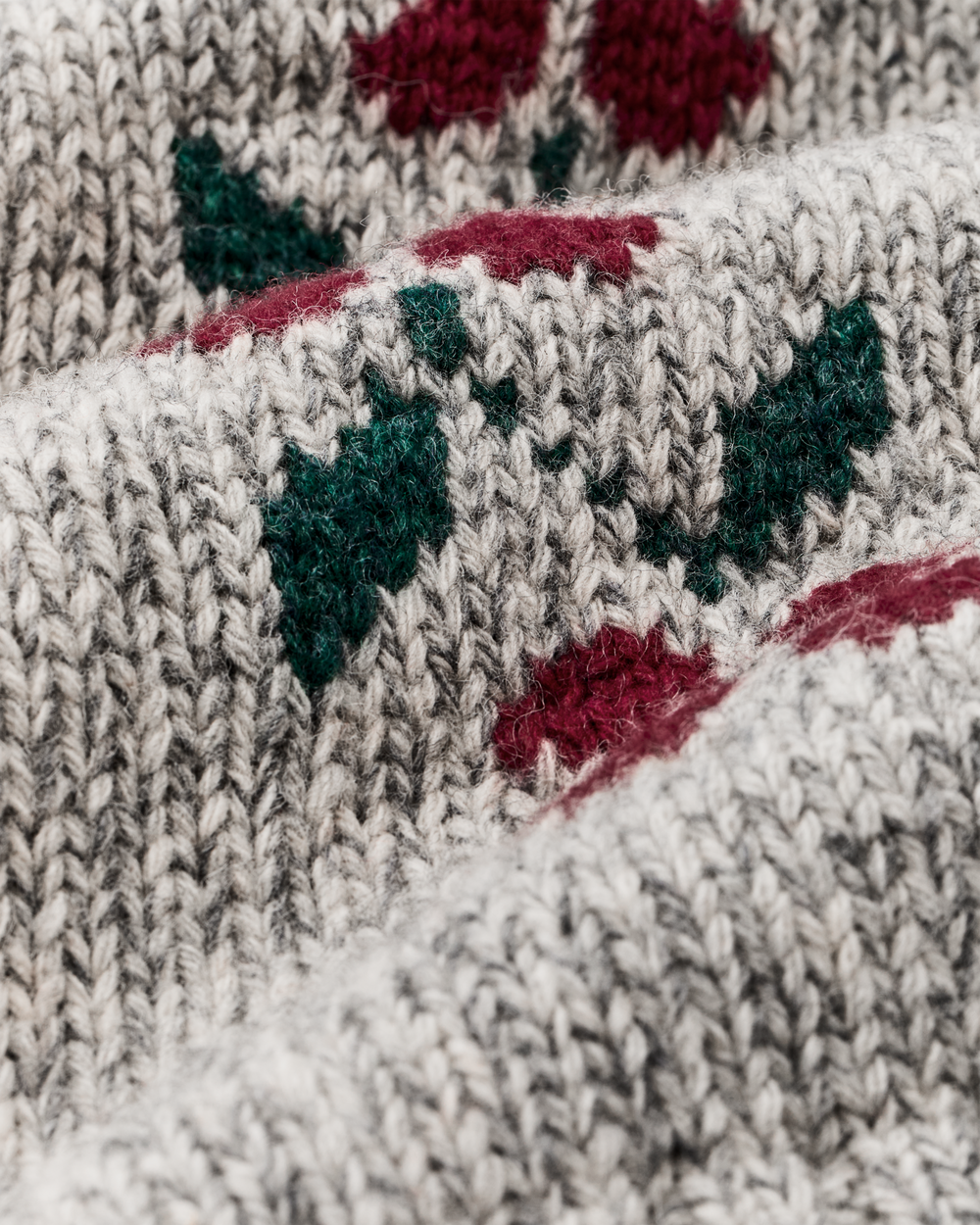 Women's Zippered Wool Sweater - Gray / Flower
