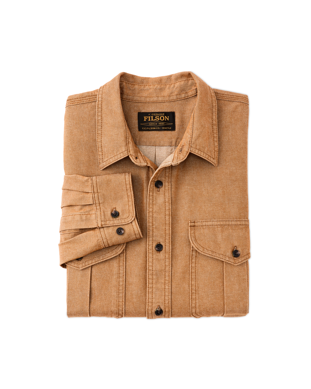Alternate view of the Filson Denim Guide Shirt - Harvest Tan