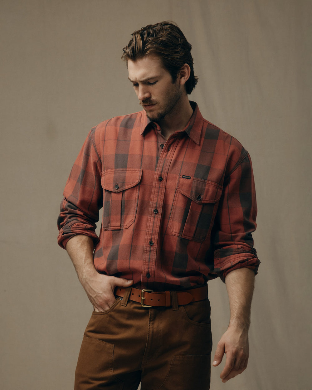 Vintage Wash Alaskan Guide Shirt - Sequoia / Dark Bown Plaid