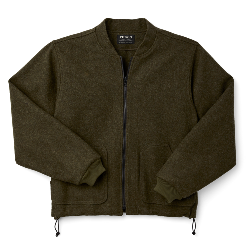 Front-facing image of the Filson Mackinaw Wool Jacket Liner - Forest Green