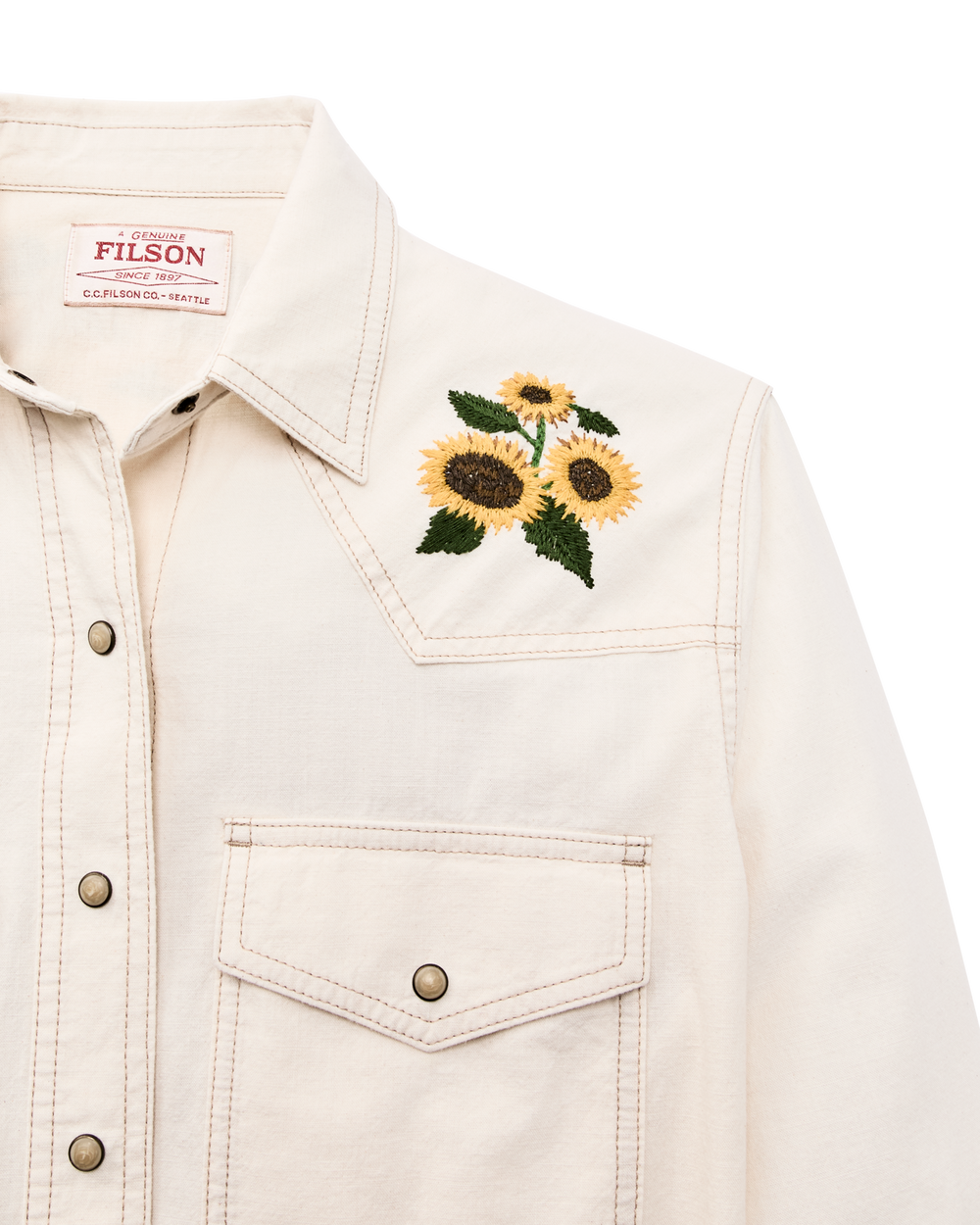 Alternate view of the Filson Women's Embroidered Western Shirt - Natural Seed