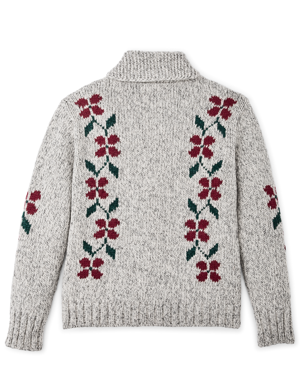 Women's Zippered Wool Sweater - Gray / Flower