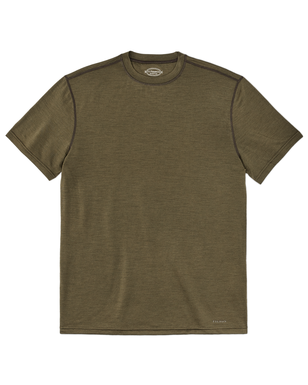 210g Merino Wool Short Sleeve Crewneck T-Shirt - Dark Olive