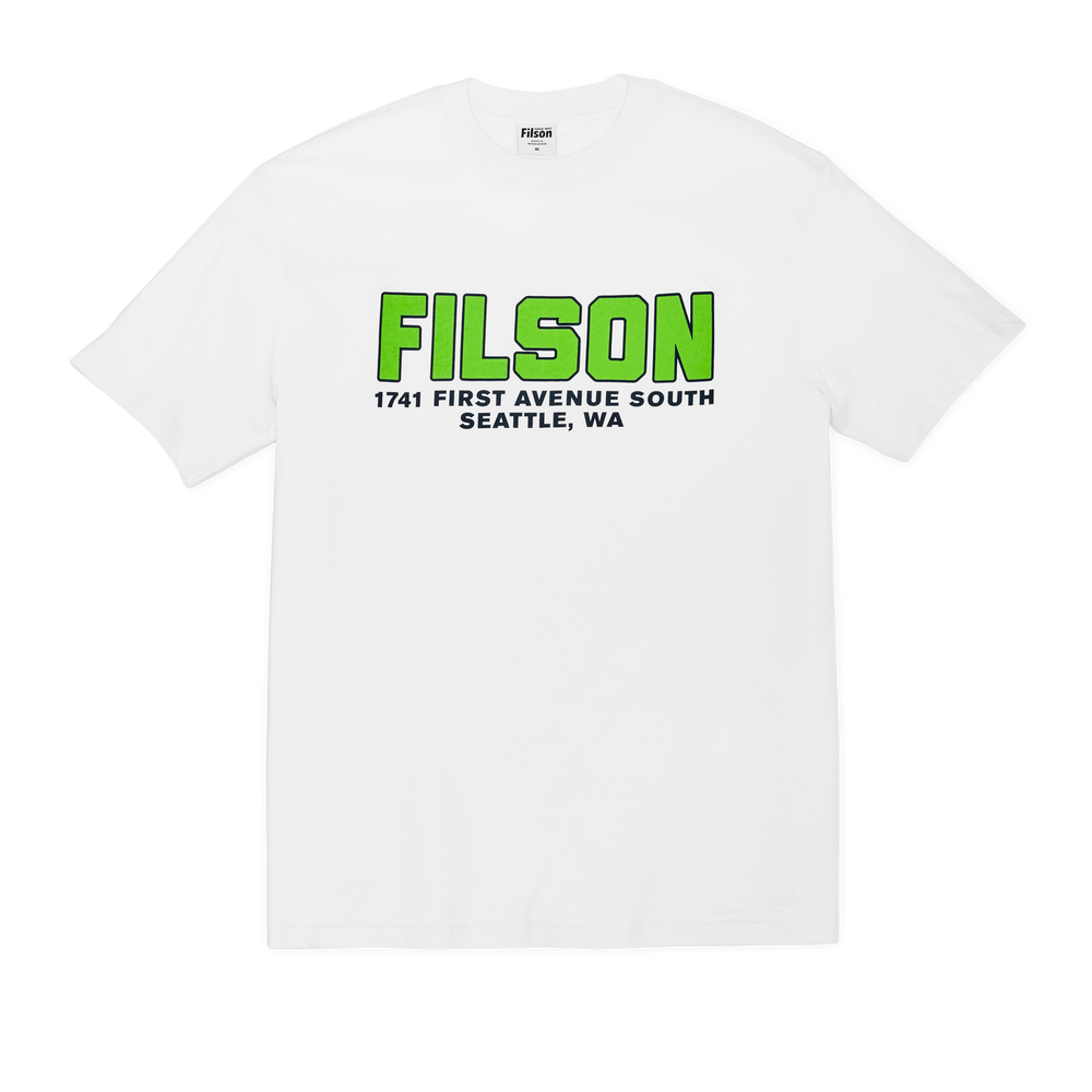 Front-facing image of the Filson S/s Ranger Graphic T-shirt (seahawks/seattle) - White / Seattle