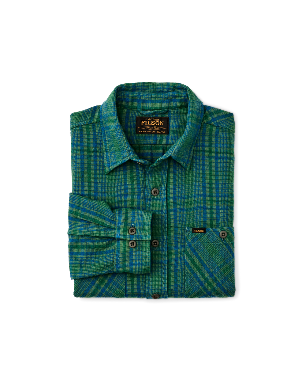 The Rangeland Flannel Shirt - Green / Blue Plaid