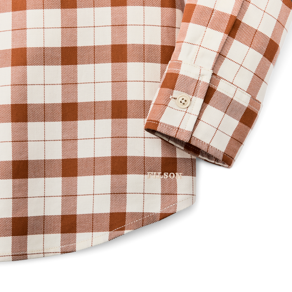 Alternate view of the Filson Women's Light Weight Alaskan Guide Shirt - Light Tan / Brown Plaid