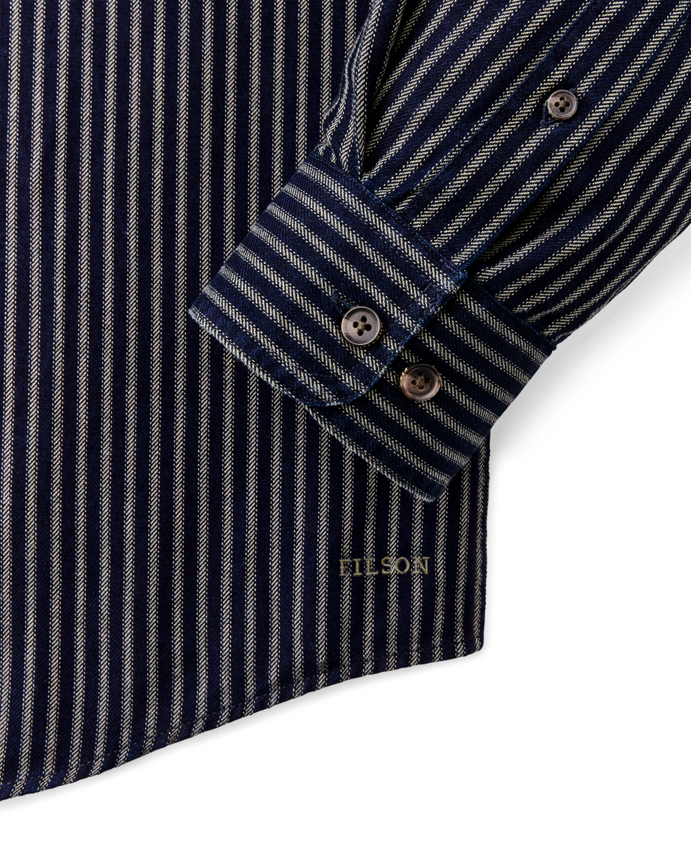 Alternate view of the Filson Lightweight Alaskan Guide Shirt - Indigo / Ticking Stripe