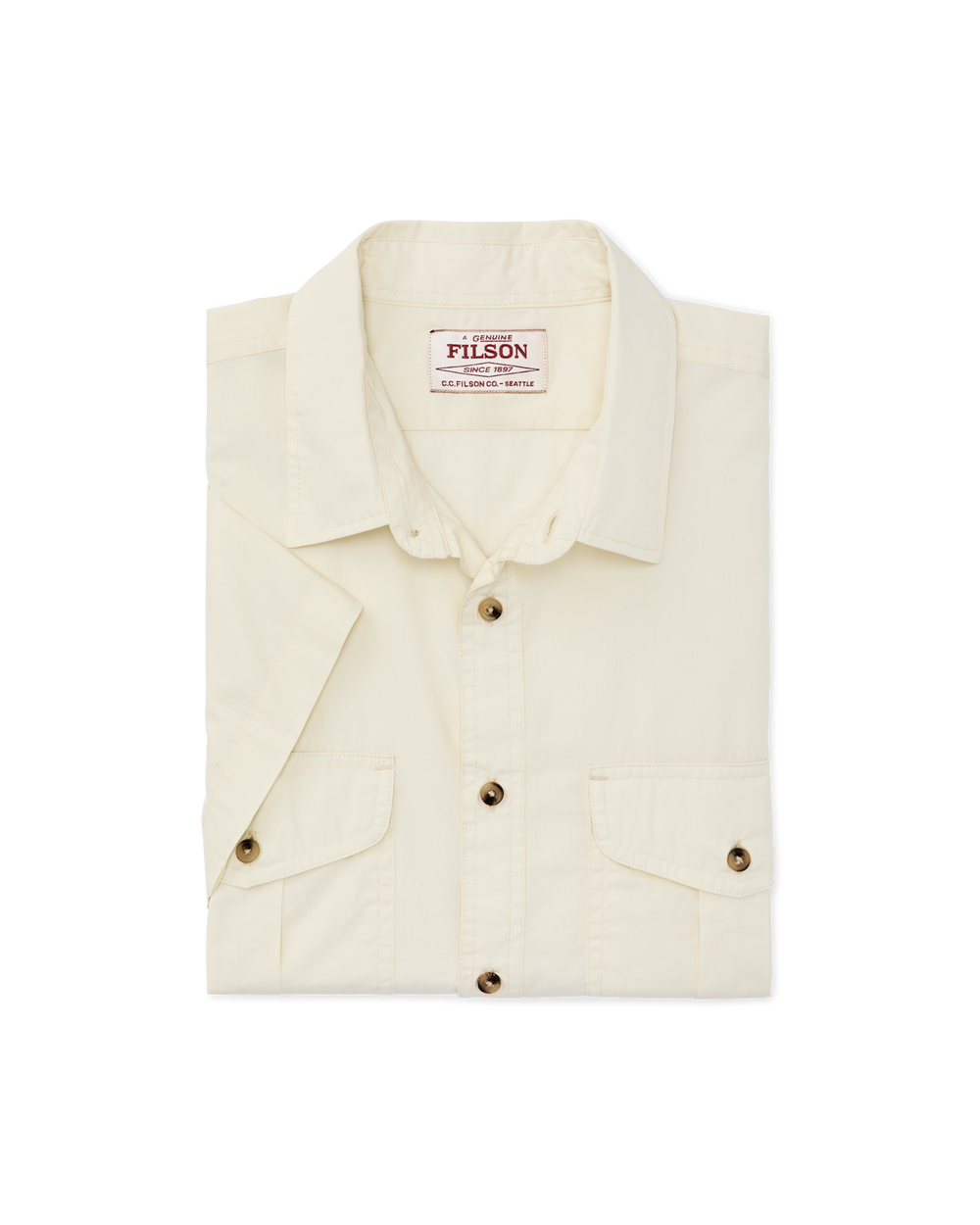 Alternate view of the Filson Filson's Washed Short Sleeve Feather Cloth Shirt - Ivory