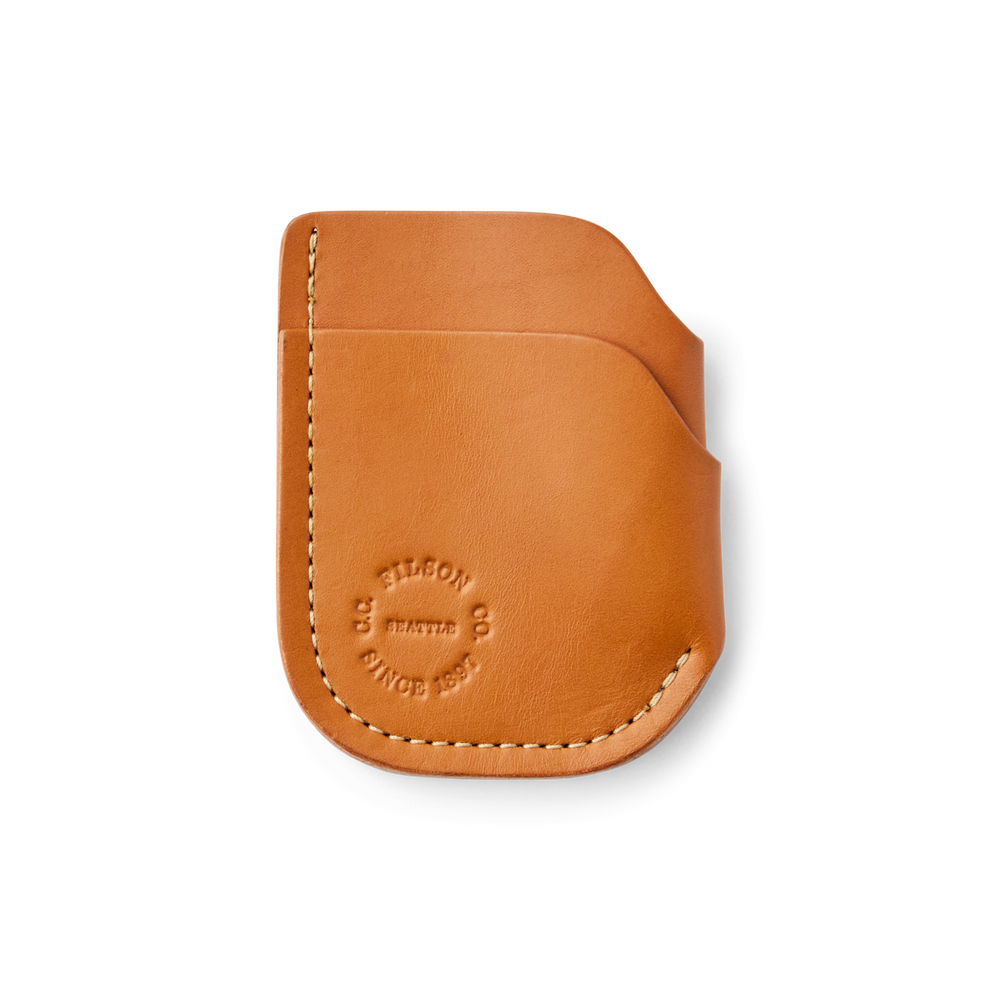 Front-facing image of the Filson Bridle Leather Front Pocket Cash & Card Case - Tan Leather
