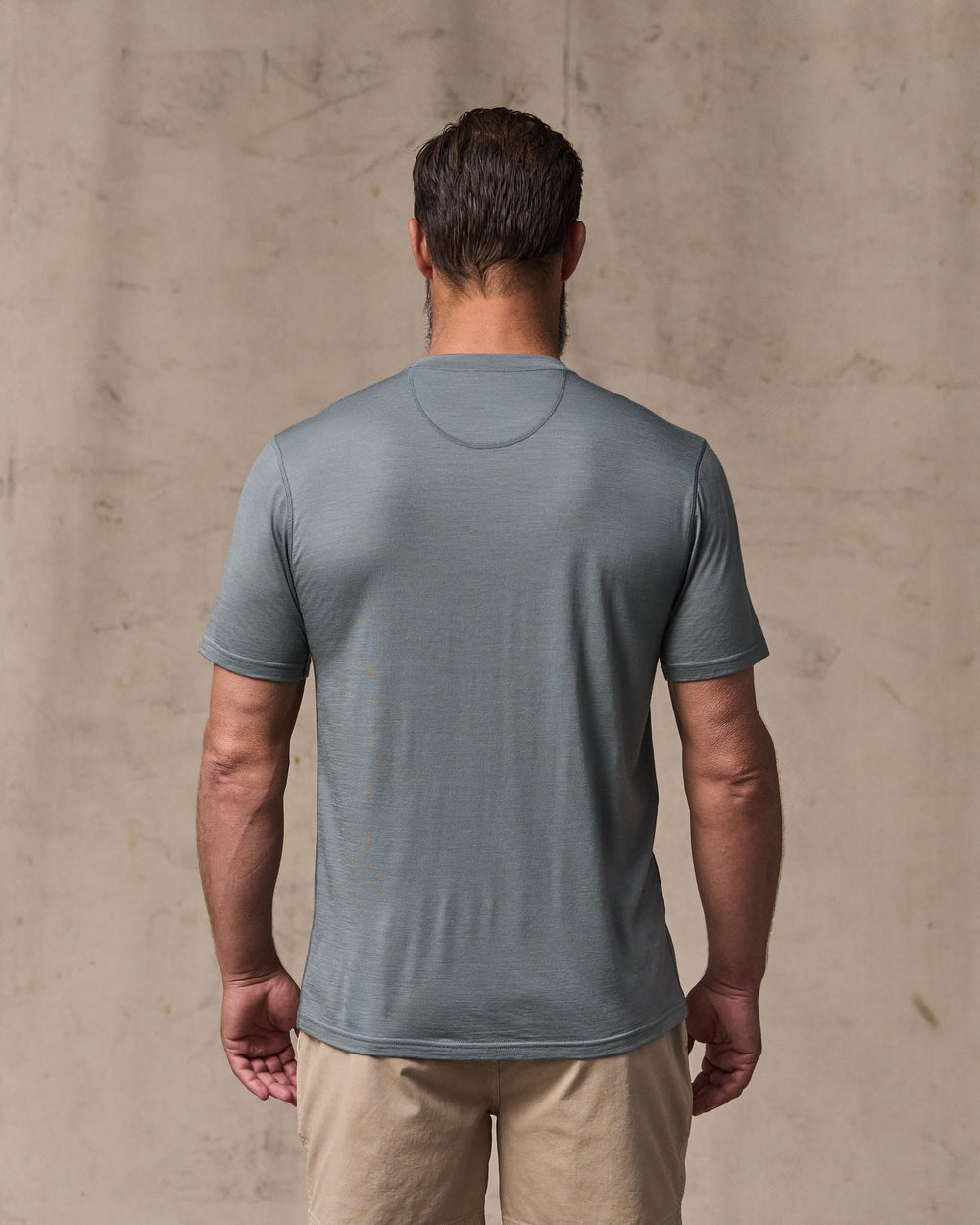image of a model wearing Filson's Wool-blend Upf T-shirt - Sage Gray