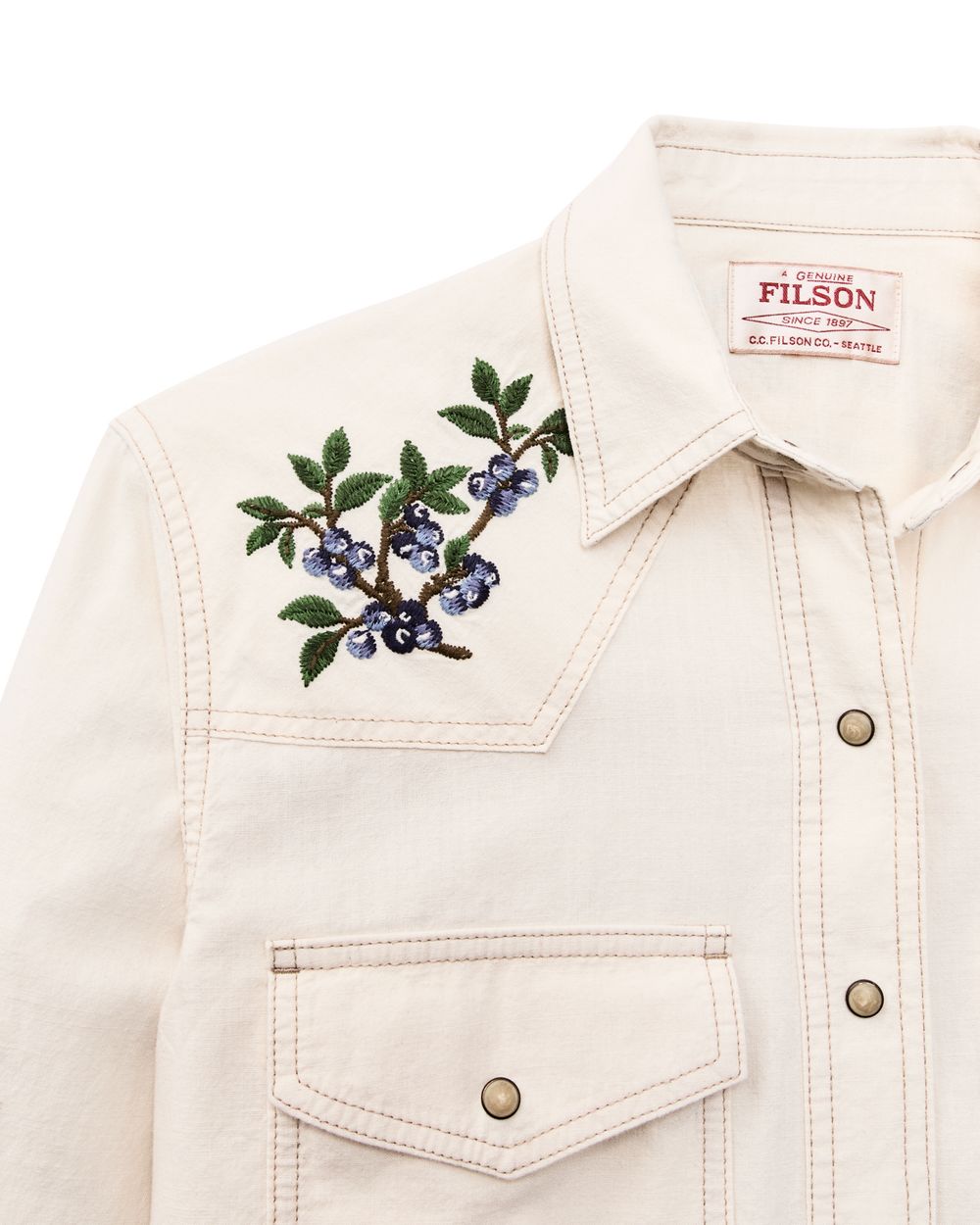 Alternate view of the Filson Women's Embroidered Western Shirt - Natural Seed