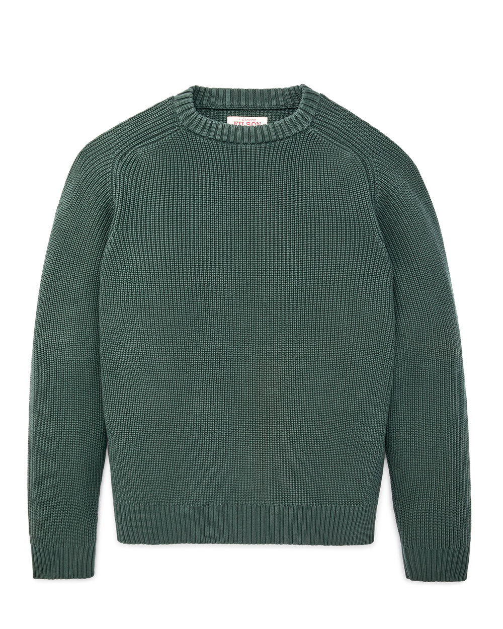 Front-facing image of the Filson Vintage Cotton Crewneck Sweater - Juniper