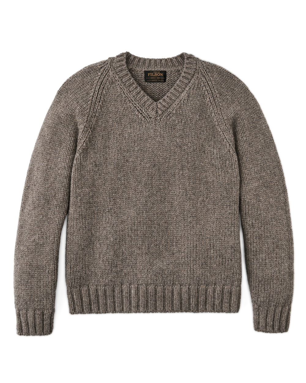 Front-facing image of the Filson 3-gauge Alpaca Blend Sweater - Bark Heather