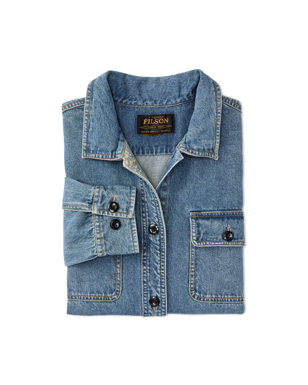 Alternate view of the Filson Women's Embroidered Denim Shirt - Vintage Indigo