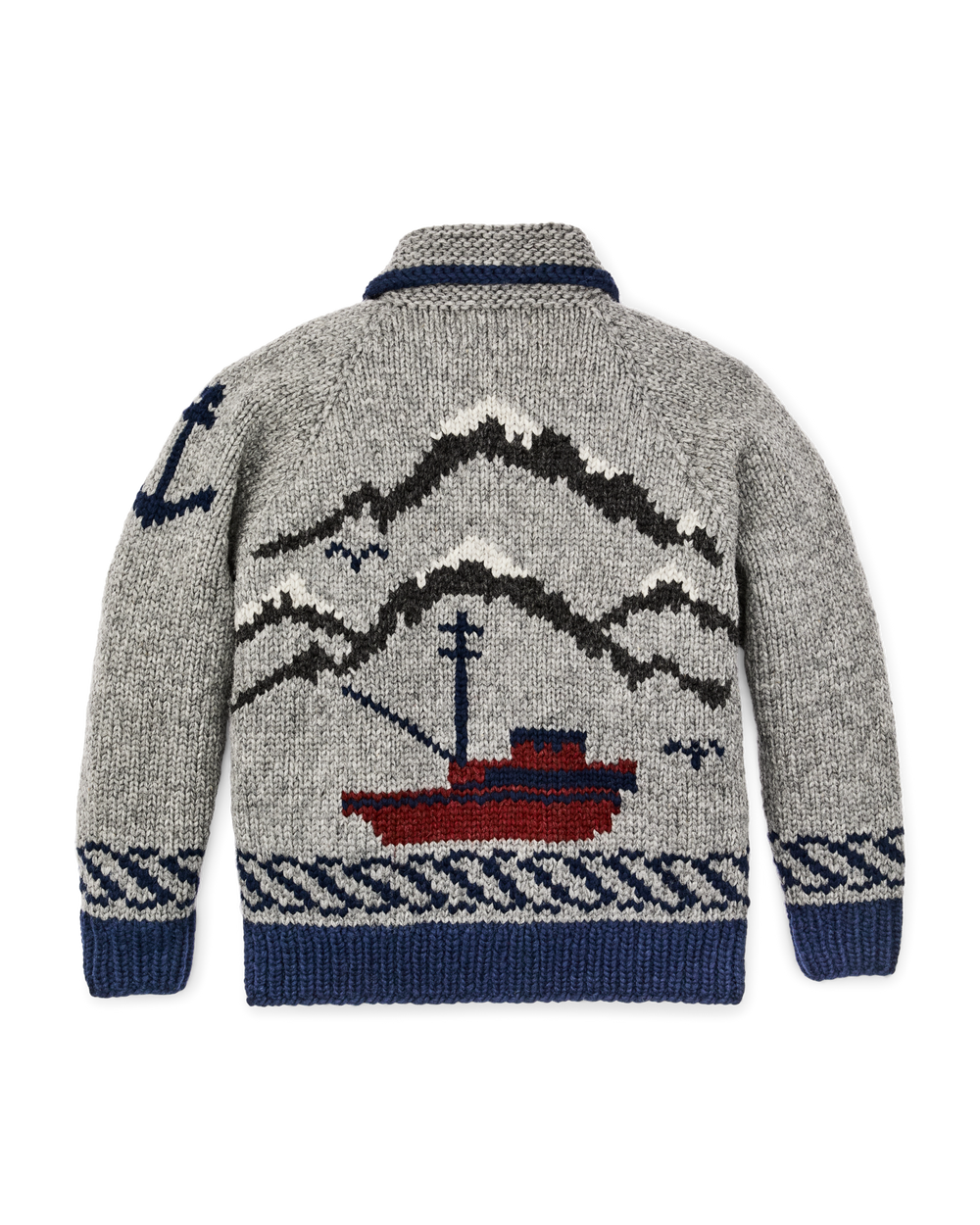 Handmade Full-zip Sweater - Heather Gray / Fishing Boat