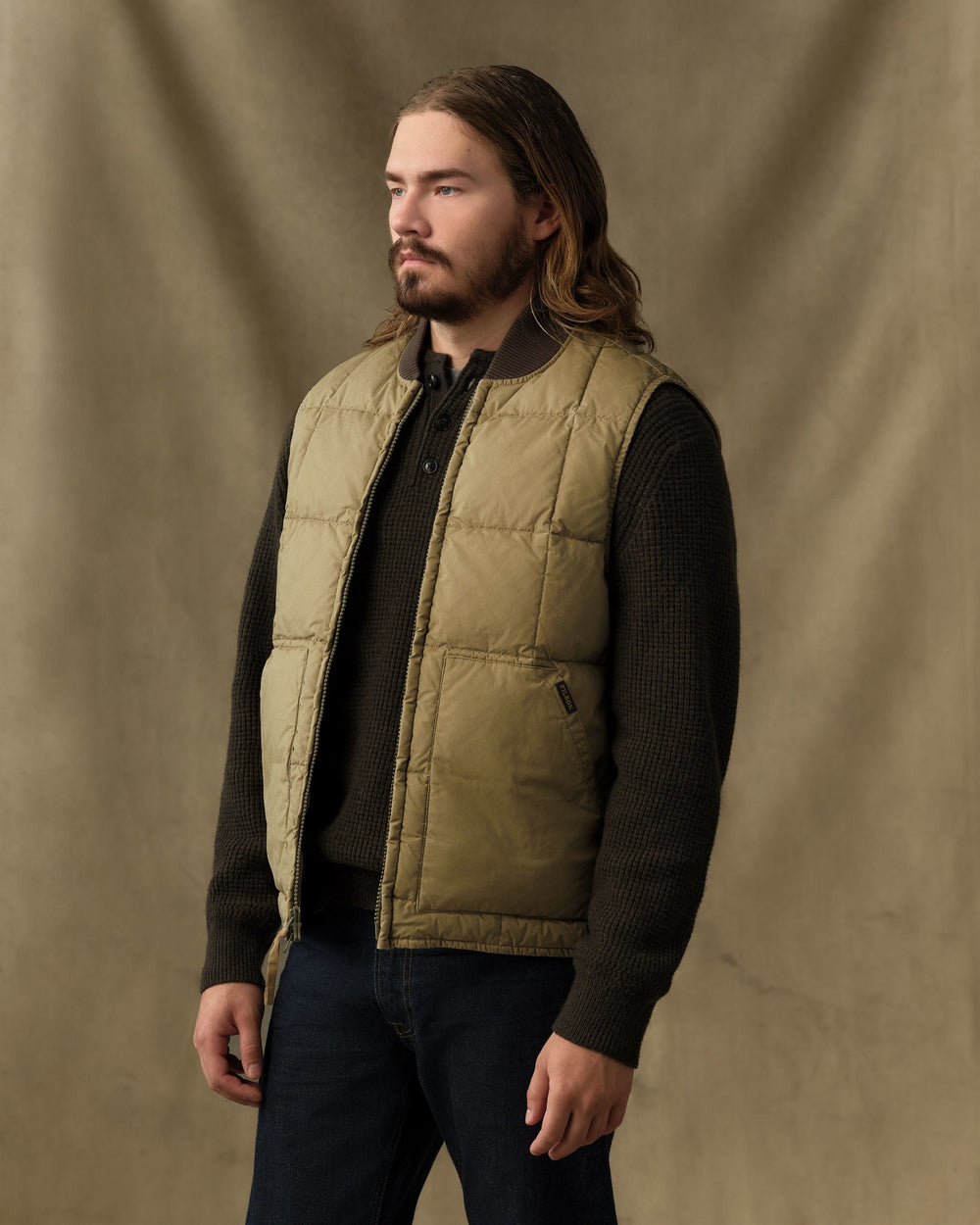 Heritage Cotton Down Vest - Light Brown