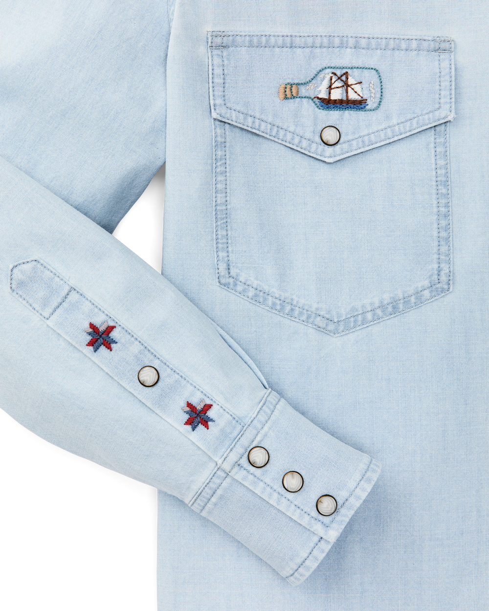 Alternate view of the Filson Women's Embroidered Western Shirt - Light Indigo