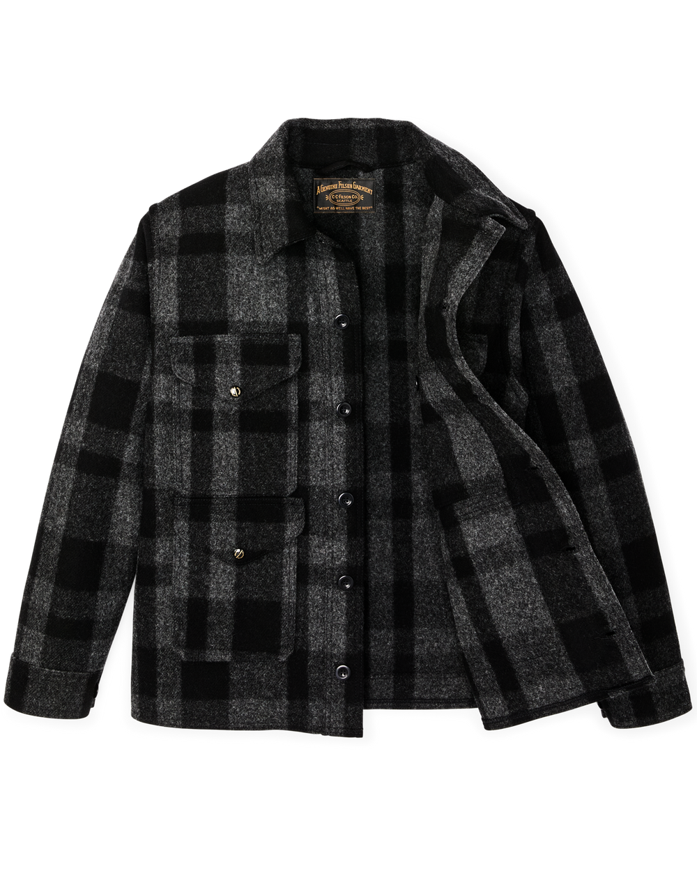 1940s Mackinaw Wool Cruiser Jacket - Charcoal / Black Heritage Plaid