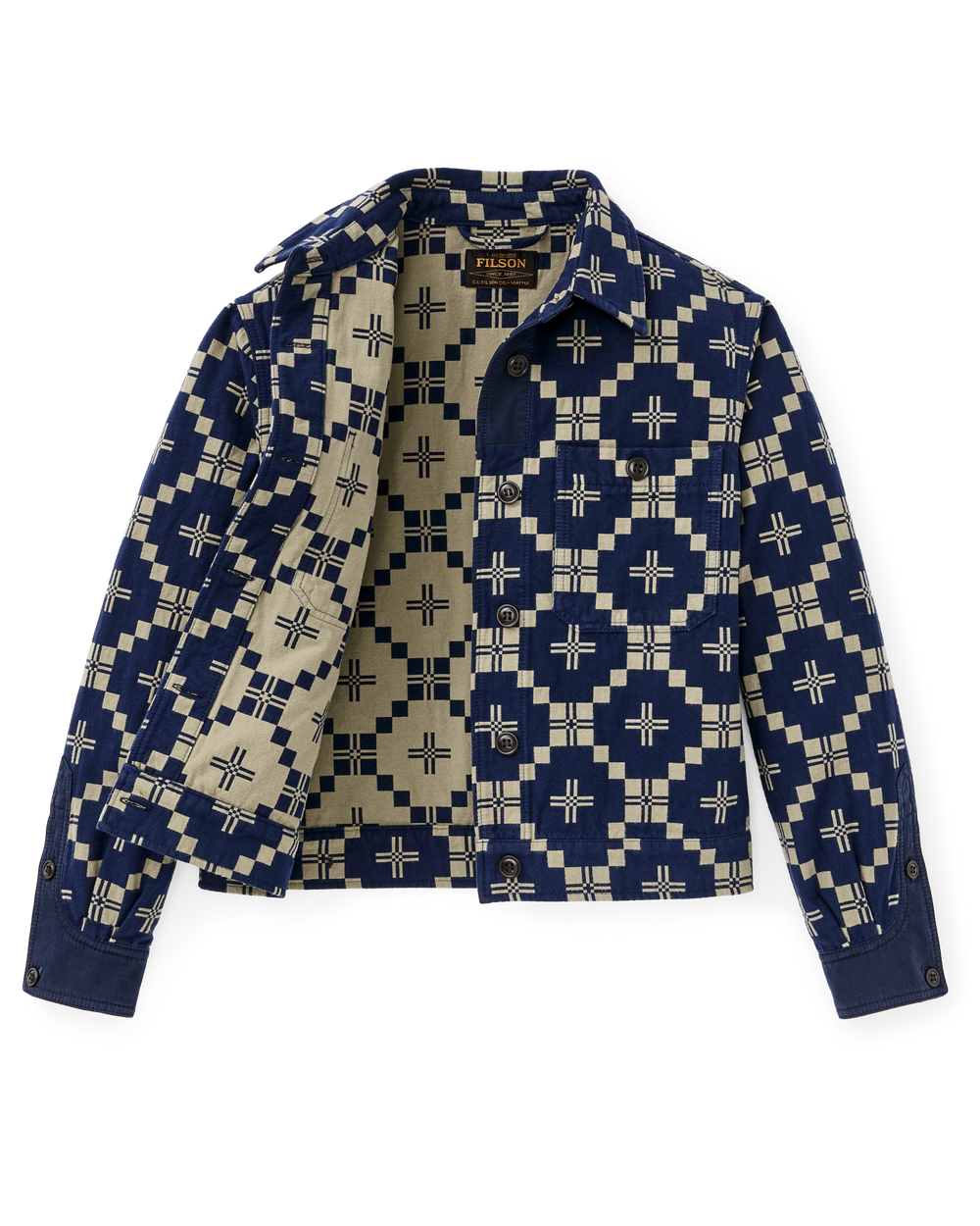 Alternate view of the Filson Women's Colchuck Short Jacket - Navy / Sage Jacquard