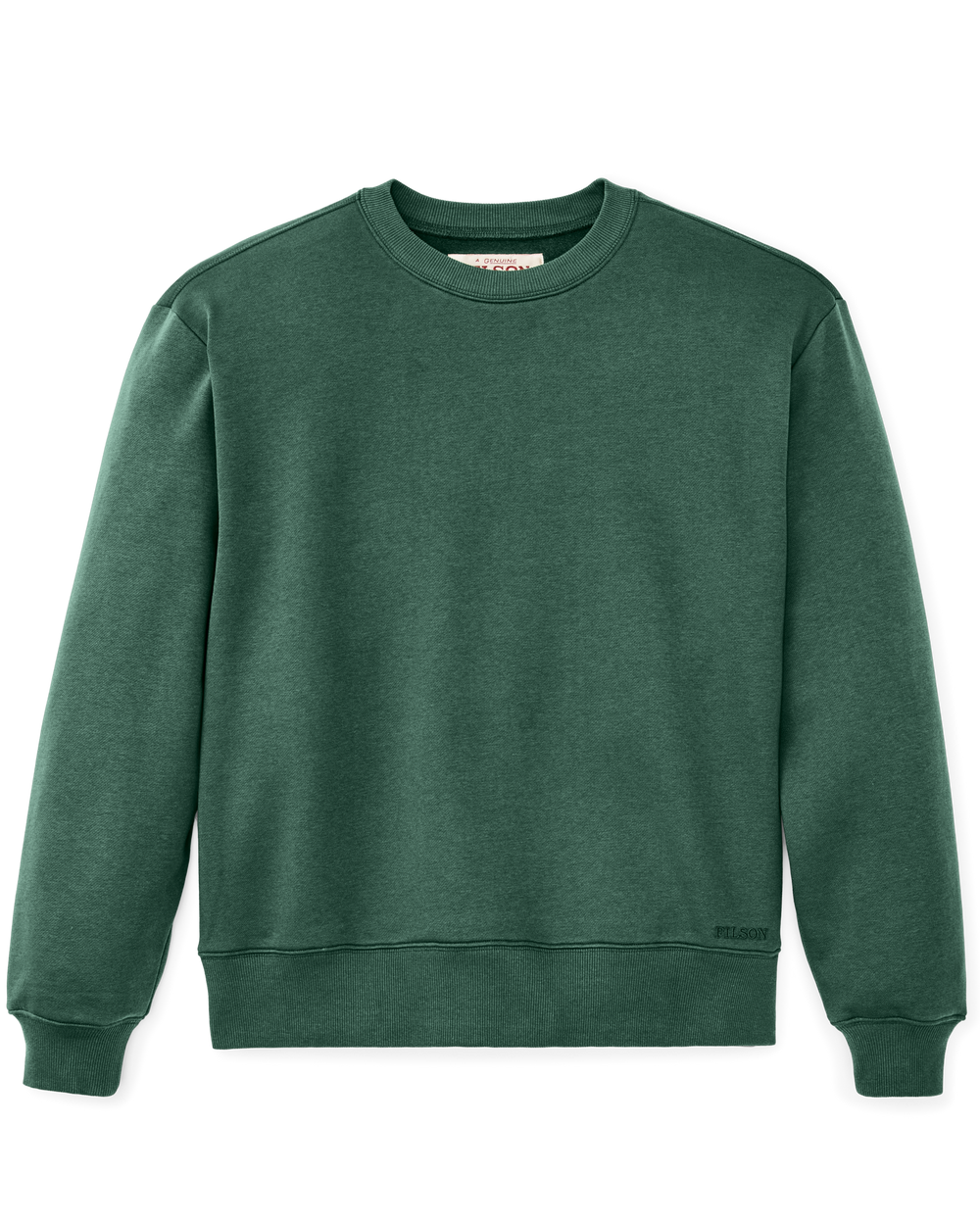 Front-facing image of the Filson Northwest Crewneck Sweatshirt - Granite Green