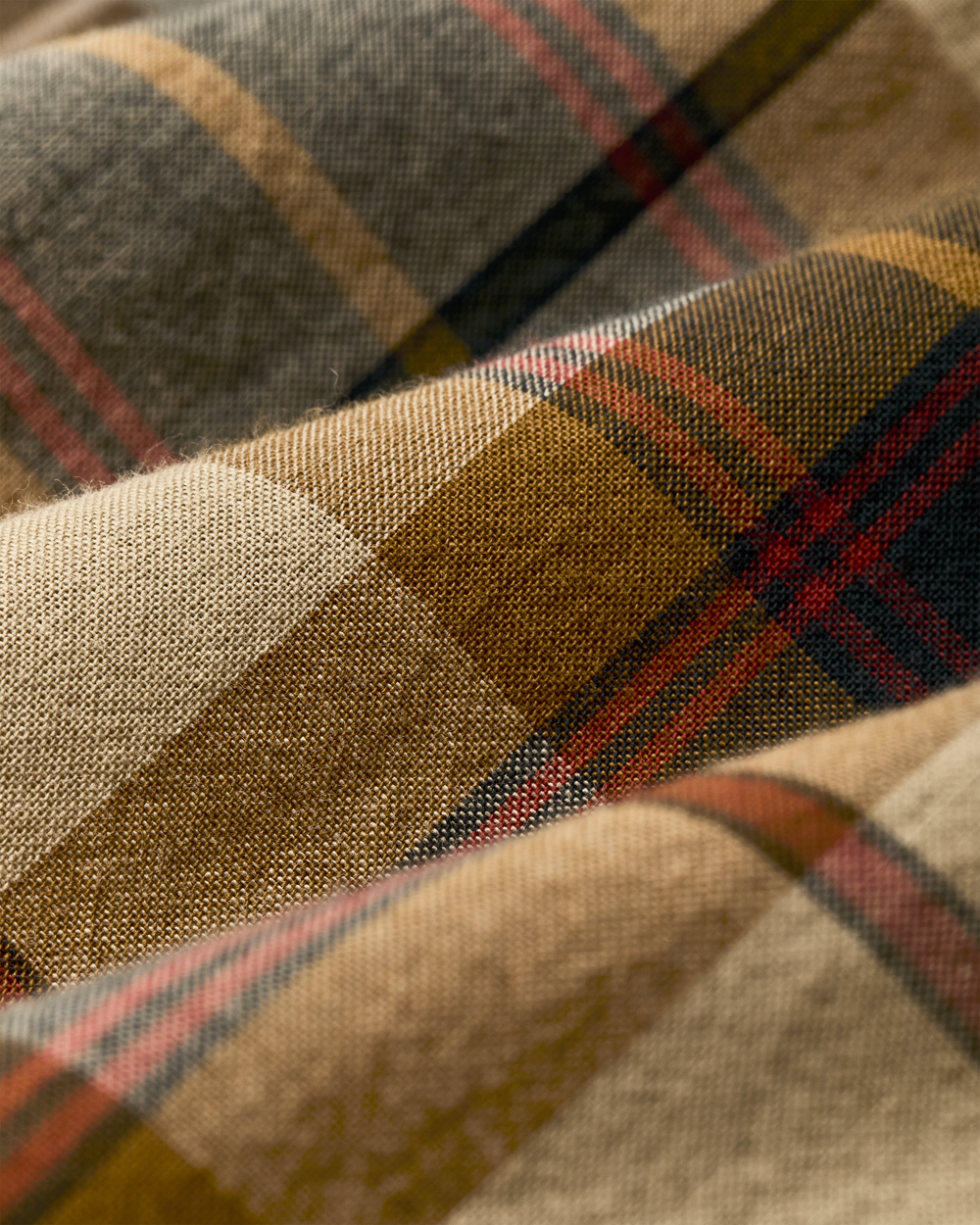 Madras Button-Down Shirt - Tan / Spruce Multicolor