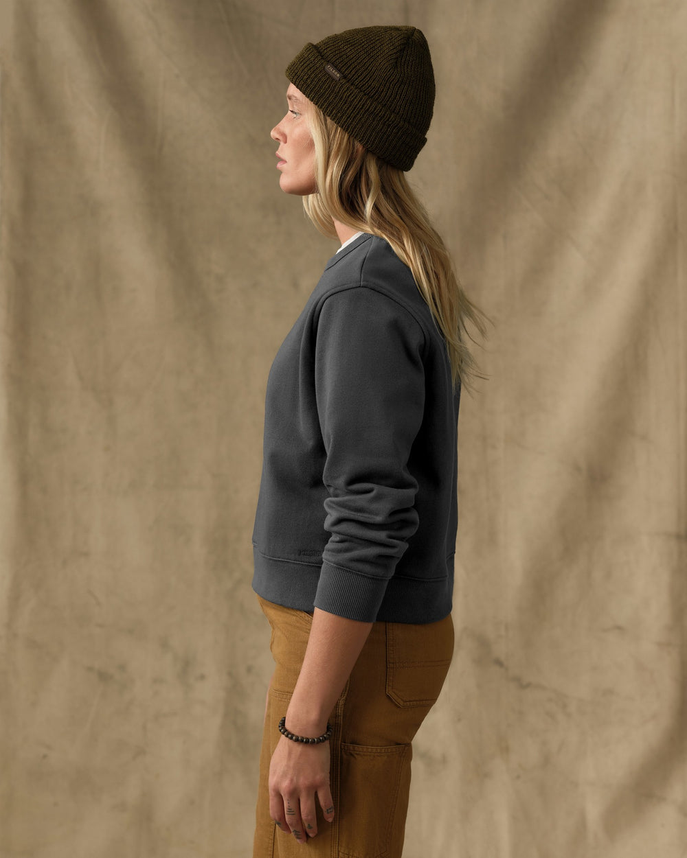 Women's French Terry Crewneck - Faded Black